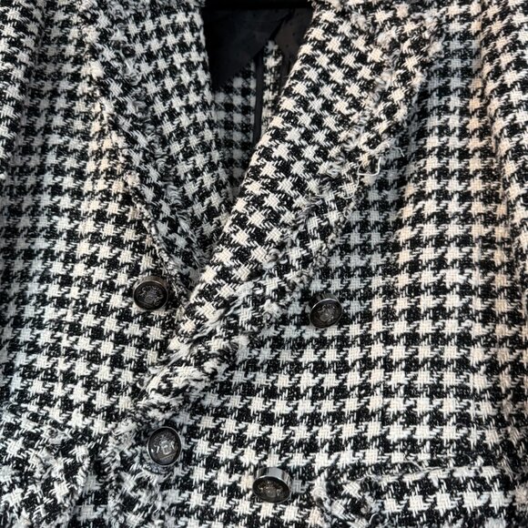Veronica Beard Miller Houndstooth Blazer Dickey Jacket Fringe Trim Tweed Sz 10 - Picture 5 of 10